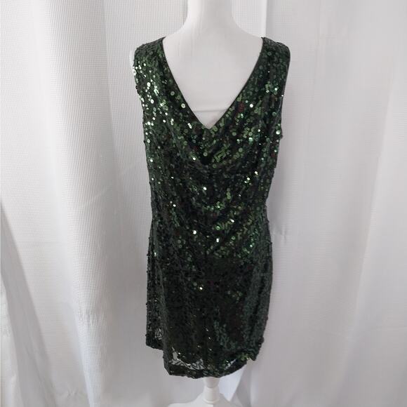 JESSICA SIMPSON! SPARKLING FAB EMERALD GREEN NET, SEQUINNED OVERALL DRESS! SZ 12 - Picture 5 of 11